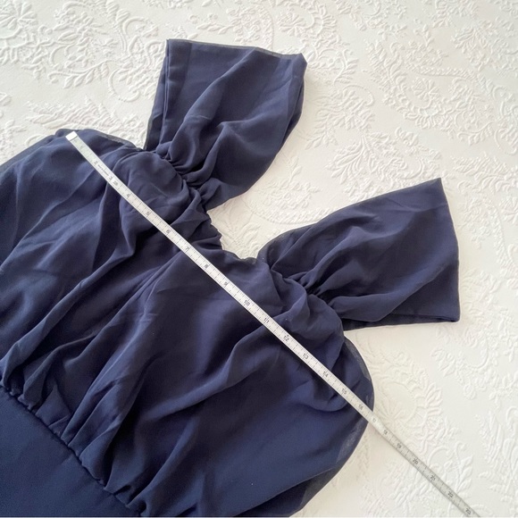 NWT Lulus Enduring Love Navy Blue Off-the-Shoulder Maxi Dress Large - Picture 7 of 8